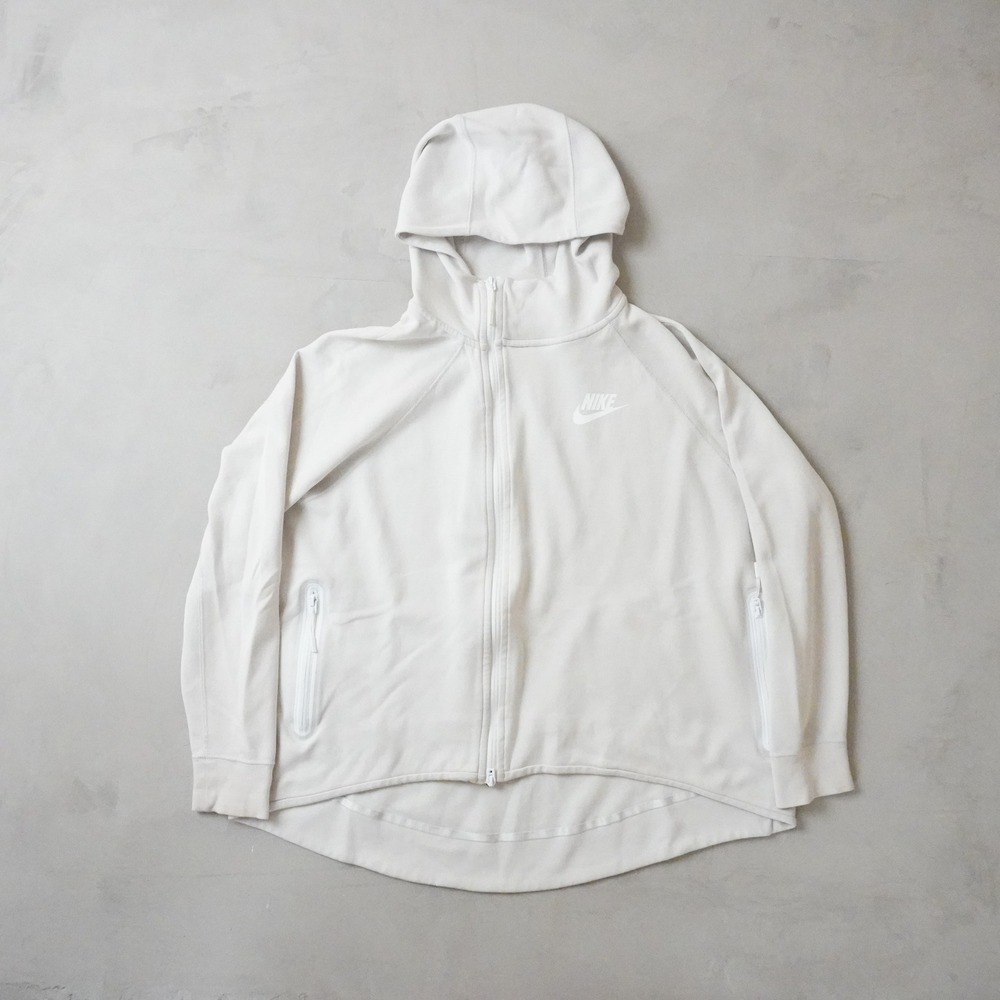Nike Full Zip Hoodie XL Womens Off White Tech Fleece Style High Low Hem Jacket